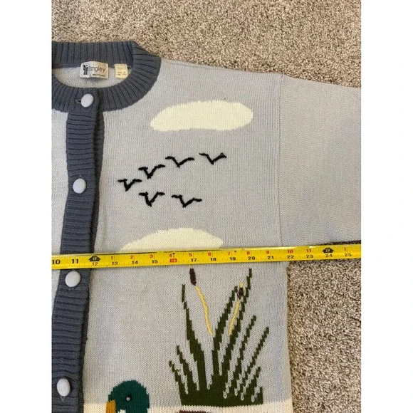 Vtg Rangley L Mallard Duck Scenic Cardigan Sweater Wool Blend grandpacore Read - Picture 9 of 13